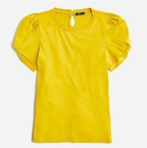 NWT J Crew Broken-in jersey puff-sleeve T-shirt. Medium. Color is Rich gold